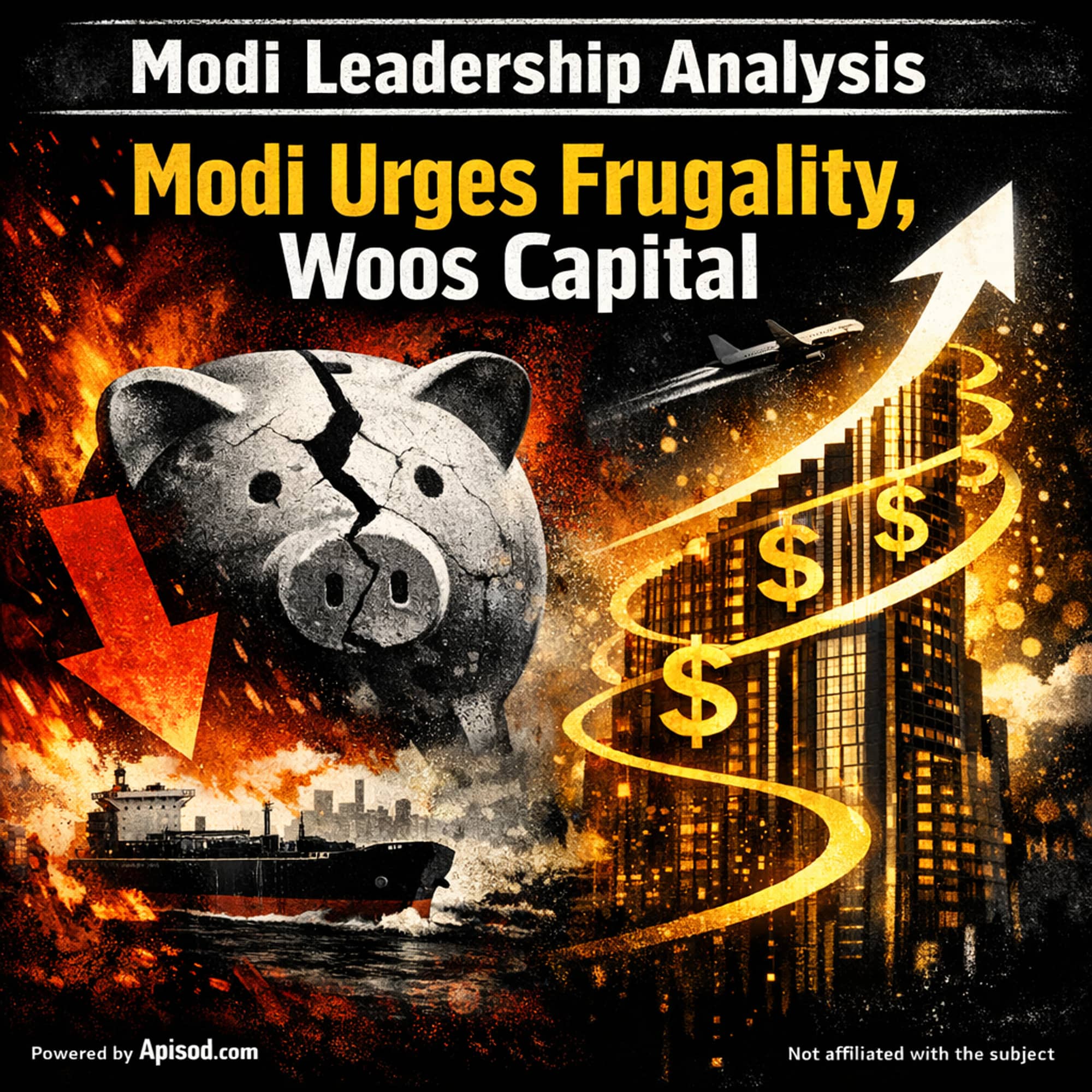 Modi Urges Frugality, Woos Capital episode cover art